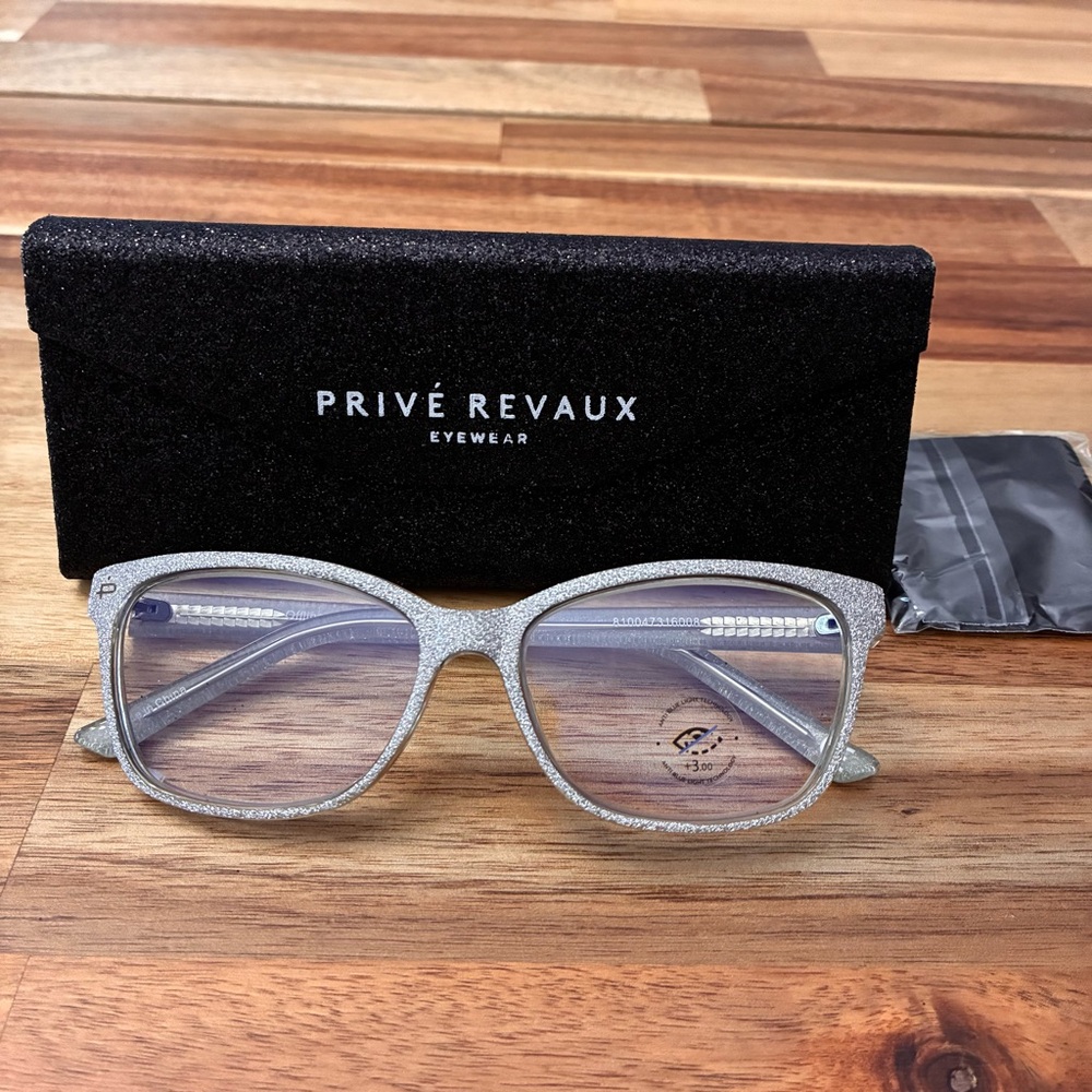 Prive Revaux Offline Silver Glitter Blue Light Polarized Reading Glasses 3.0 New